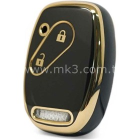 Resim Lüx Honda Civic Fd6 Crv Accord 2 Buton Sustasız Nano Anahtar Kılıfı Siyah Gold Renk 