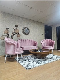 Resim Zafir İstiridye Takım Beyaz Boyalı Sivriltme Ayak Çay Seti Koltuk Takımı Pembe 