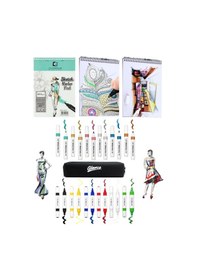 Resim Alex Marker Eskiz Defteri 200gr A5 40yp Akrilik Metalik Marker 6 Metalik 6 Canlı Renkler 12'li Set 