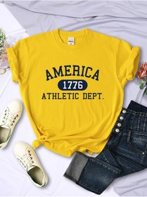 Resim Hampson Lanqe Amerika 1776 Atletik Kadın T-shirt Spor Rahat Hip Hop Tee Yumuşak Nefes Gömlekgri Gri 