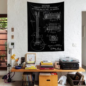 Resim Gibson Les Paul Gitar Chalkboard Duvar Örtüsü - 60 cm x 90 cm 