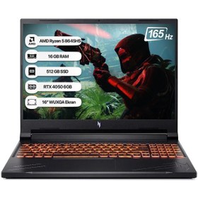 Resim ACER Nitro V16 Nh.qrvey.004-16 R5 8645hs 16gb 512gb Ssd Rtx4050-6gb Freedos 165hz 16'' Notebook 