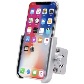 Resim Motosiklet Alüminyum Alaşımlı Cep Telefonu Tutucu Braketi, Gidon Versiyonu Gümüş Silver Silver 