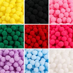 Resim 50 adet Çok Renkli Yumuşak Kabarık Ponpon Topları - 10/15mm Polyester Peluş Toplar DIY Takı, Dikiş ve Tatil Süslemeleri için El Sanatları Malzemeleri (Sarı, Siyah, Pembe, Yeşil, Kırmızı, Mavi, Mor), Dekoratif Toplar 