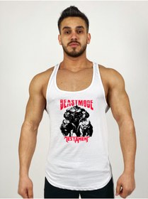 Resim Black İstanbul Beast Mode Testament Baskılı Askılı Fitness Atleti 