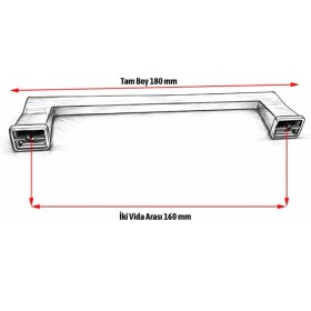 Resim Badem10 Lüx Olifka Mat Siyah Çekmece Kulp 160 mm Dolap Kapak Kulpu Modern Şık Tasarım Dayanıklı 