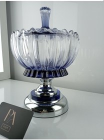 Resim Kristal Gondol Kapaklı Şekerlik Sunumluk Söz Nişan Kız İsteme Çikolatalık Dekoratif Obje Biblo Süs Eşya Gümüş 