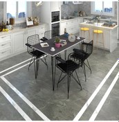 Resim Knsz masa sandalye takımı hem75mazlum grisyh 100*070 klç 4 sandalye syhsyh kolçaklı 