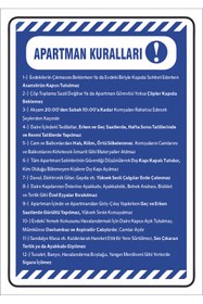 Resim Pass Pano Apartman Kuralları 21x30 cm Boyutunda A4 Afiş PVC Kaplı 