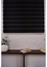 Resim Siyah Düz Etek Dilimsiz Siyah 10687 V10 Zebra Stor Güneşlik Perde 