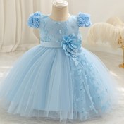 Resim Kızlar için Mor Tüll Kelebek Elbise - Kollu Olmayan A-Line Parti ve Düğün Elbisesi, 3D Çiçek Deseni, Viskoz Malzeme, Performanslar, Kutlamalar ve Duşlar için Mükemmel, Sevimli Elbise 