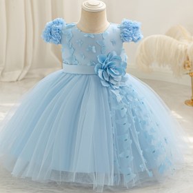 Resim Kızlar için Mor Tüll Kelebek Elbise - Kollu Olmayan A-Line Parti ve Düğün Elbisesi, 3D Çiçek Deseni, Viskoz Malzeme, Performanslar, Kutlamalar ve Duşlar için Mükemmel, Sevimli Elbise 