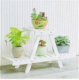 Resim Saksı Standı Bahçe Dekoratif Çiçeklik Rafı Ahşap 3 Katlı Saksılık (483466611) 