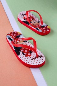 Resim Bermody Minnie Mouse Rahat Parmak Arası Çocuk Kırmızı Plaj Terliği Flipflops 