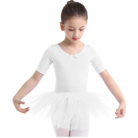 Resim Beyaz Bale Elbise Çocuklar Pamuk Dans Bale Tutu Elbise Leotard Kız Jimnastik Giyim Balerin Kostümleri Beyaz 
