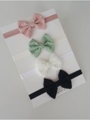 Resim swan butik Kız Çocuk Bebek Fiyonk Bandana Toka Seti Krem Mint, 