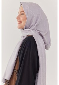 Resim Mirsoy Scarf Mc Desen Parlak Jakar Şal - Açık Gri Açık Gri 