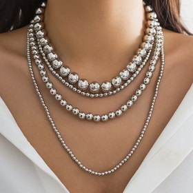 Resim Kadınlar için 1 Adet Katmanlı Kolye - Metalik Aralayıcılarla Çok Katmanlı Boncuklu Takı, Günlük Kullanım & Özel Günler İçin Şık Minimalist Tasarım, Yıl Boyu Çok Yönlü Aksesuar, Moda İfadesi, Sofistik Stil, Yüksek Kaliteli Boncuklar, Göz Alıcı Parça, Moda Tutkunları 
