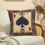 Resim 1 Adet Vintage Maça Kralı Oyun Kartı Yastık Kılıfı 45.72x45.72 cm - Süslü Kırmızı ve Altın Kenarlıklı Yumuşak Peluş Minder Kılıfı, Fermuarlı, Oturma Odası, Yatak Odası, Kanepe Ev Dekoru için Makinede Yıkanabilir, Ev Dekorasyonu | Dekoratif Minder | Peluş Kumaş Kılıf, Peluş Yastık 