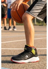 Resim In Step Kevill Erkek Çocuk Siyah Kırmızı Basketbol Ayakkabısı - Kaymaz Tabanlı Kids Bot 
