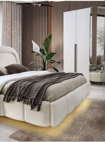 Resim Kumsal Mdf Bazalı Karyola Ve Başlık 