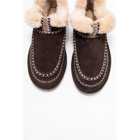 Resim Luvi Shoes Darel Kahverengi Süet Hakiki Deri Dikişli Kürklü Kadın Kısa Bot Süet Kahve 