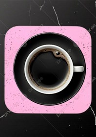 Resim 4 Adet Pembe Kum Desen Ahşap Üzeri Metal Türk Kahvesi Fincan Çay Kupa Ev Ofis Bardak Altlığı Altlık Pembe 