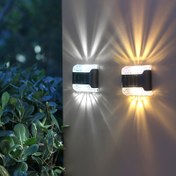 Resim Amorf Yukarı/Aşağı Tasarımı ile 4 adet Güneş Duvar Işıkları - Bahçe, Avlu ve Ev Gece Kullanımı için Dış Mekan Peyzaj Aydınlatması 