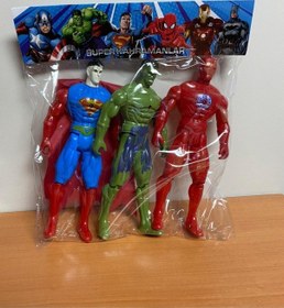 Resim Spider-man Superman Batman 3'lü Kahraman Figür Işıklı 