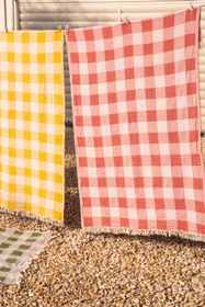 Resim Kareli Dokulu Peştemal Turuncu - Turuncu / 90x160 