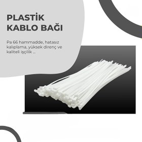 Resim Orret Home 100 Adet Kablo Bağı Seti, Amerikan Kelepçesi, Cırt Elektrik Kablo Bağı, Dayanıklı ve Çok Yönlü Kullanım için İdeal, Organizasyon ve Düzenleme (Beyaz, 3.6x250mm) 