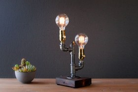 Resim Steampunk 2'li Masa/Gece Lambası 