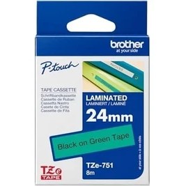 Resim Assess Store Brother TZ-751 24 mm Yeşil-Siyah Şerit 24TZE751 
