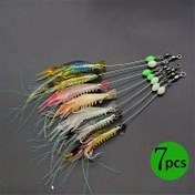 Resim 7 adet/lot Luminous Shrimp Soft Lure - Kancalar ve Swiveller ile Karanlıkta Parlayan Balıkçılık Yemi - 8cm/3.15inch - 5g 