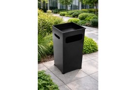 Resim Hijyen Dükkanı Kare Kumluklu Dış Mekan Küllük 29 Litre Elektrostatik Boyalı Metal Modern Tasarım Sigara Atık Kutusu S-156 