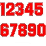 Resim A1111 Kırmızı-yükseklik 50 Cm-numara 1-a1111 Rakamlar 0 1 2 3 4 5 6 7 8 9 Yarış Numarası Kask Yarış Vinil ları Aks 