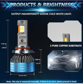 Resim Vkemall Araba Farları T17 Uzun Far H7 H4 H11 H13 9005 9006 9012 150w Otomotiv Üç Bakır Borulu Led Far Gök Mavisi 