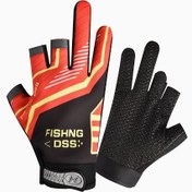Resim Erkeklerin Rahat Parmaksız Balıkçılık Eldiveni - Hafif, Nefes Alabilen Polyester Örgü, Siyah Kırmızı ve Sarı Detaylar ile, Açık Hava Aktiviteleri ve Fitness için İdeal, Açık Hava Ekipmanları | Rahat Stil | Örgü Tekstürü 