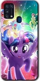Resim MRCİLETİSİMmrc-87356 Pony Kılıf HD Baskılı Desen Hayalet Cam Yandan Görünmez Samsung Galaxy M31 ile uyumlu 