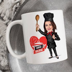 Resim Süper Aşçı Kadın Karikatürlü Kupa Bardak 