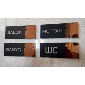 Resim Yönline Dekoratif Aynalı Kapı Tabelası Pleksi - Mutfak 