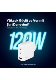 Resim Ttec 2SCG04B Smartcharger Trio Gan 120W PD 2 Usb-C + Usb-A Hızlı Şarj Aleti Beyaz 