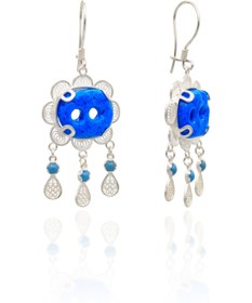 Resim Midyat Nurtaş Gümüş Telkari Işlemeli Midyat Süryani Nazar Boncuğu Küpe 201021118 