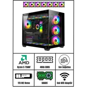 Resim Ramtech RMT1905 Ryzen 5 7500F | Rtx 5060 Ti | 1tb M.2 SSD | 48GB Ddr5 Ram | Sıvı Soğutmalı Rgb Gaming Pc 