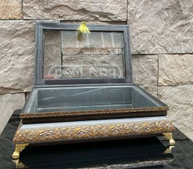 Resim Dekoratif Ahşap Aynalı Takı Kutusu Kahverengi Gold 