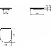 Resim ideal standart Tesi Yavaş Kapanan Klozet Kapağı Mat Siyah - T3527v3 