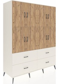 Resim Kronos Gardrop 8 Raflı 4 Çekmeceli 8 Kapaklı 176x59x221 Aytaşı-çam/aytaşı Beyaz 