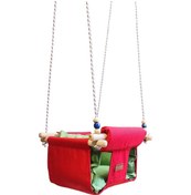 Resim Ahşap Salıncak Bebek ve Çocuk Salıncağı Kırmızı Yeşil 42 x 42 x 26 CM 
