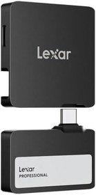 Resim Lexar 2TB Professional Go Taşınabilir SSD, Hub ile, Apple 4K 60fps ProRes Destekler, 1050MB/s'ye kadar, USB 3.2 Gen 2, Sağlam, IP65, Ultracompact, iPhone 15/16 ile uyumlu, Harici SSD, Siyah 