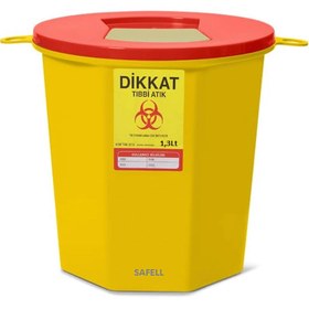 Resim Safell Plastik Tıbbi Atık Kutusu - Tıbbi Atık Kovası 1,3Lt 